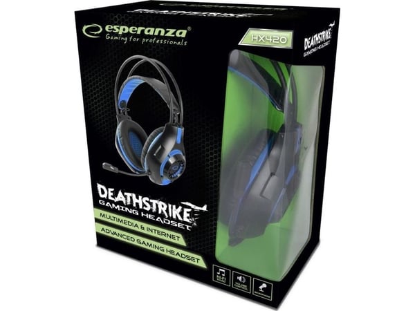 Esperanza gaming-hodetelefoner med mikrofon DEATHSTRIKE blå (on-ear)