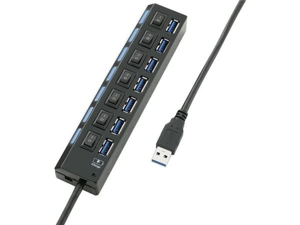 Renkforce RF-4821051, USB 3.2 Gen 1 (3.1 Gen 1) Type-A, USB 3.2 Gen 1 (3.1 Gen 1) Type-A, 5000 Mbit/s, Svart, AC, 1 styck