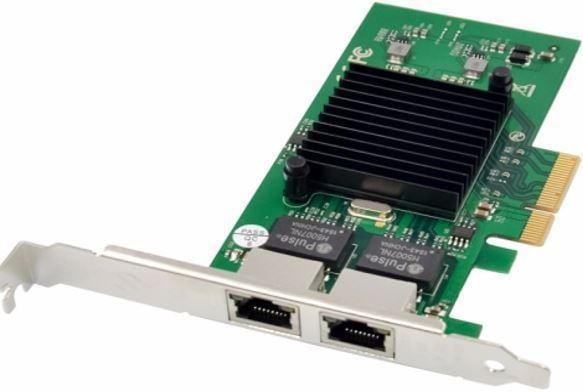 MicroConnect - Nettverksadapter - PCIe 2.0 x4 - Gigabit Ethernet x 2 - grønn, sølv
