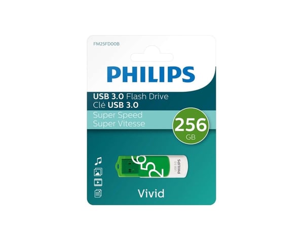 Philips FM25FD00B/00, 256 GB, USB Type-A, 3.2 Gen 1 (3.1 Gen 1), Svivel, 8 g, Grønn, Hvit