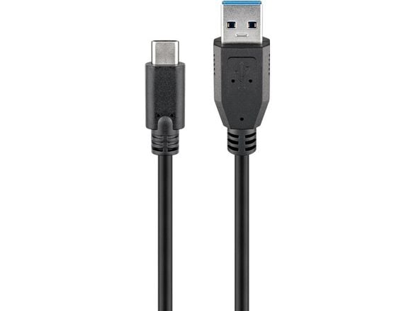 Goobay 71221, 2 m, USB A, USB C, USB 3.0 Gen, Hankjønn/hankjønn, Sort