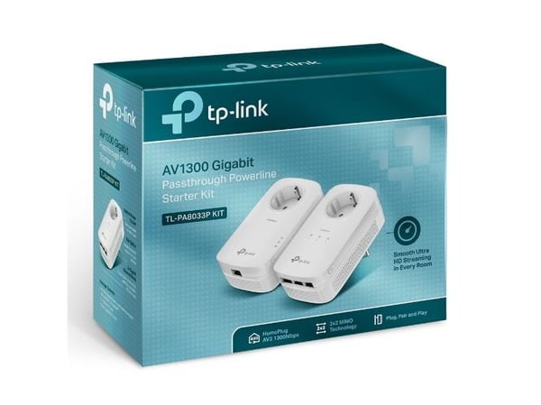 TP-Link TL-PA8033P KIT, 1300 Mbit/s, IEEE 1901, IEEE 802.3, IEEE 802.3ab, IEEE 802.3u, Type E / F, Gigabit Ethernet, 10,100,1000 Mbit/s, HomePlug AV2