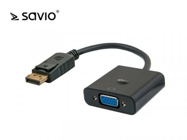 Savio CL-90/B Adapter Display Port do VGA, 0,2 m, DisplayPort, VGA (D-Sub), Hankjønn, Hankjønn, 2 år
