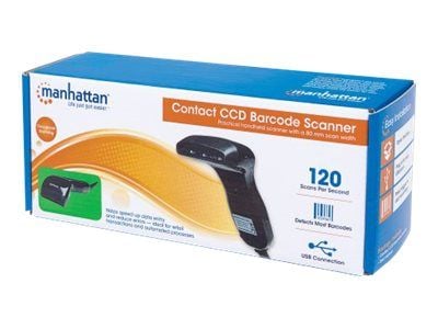 Manhattan Contact CCD-viivakoodiskanneri, USB, 80 mm skannausleveys, kaapeli 152 cm, maksimivalo: 3000 luksia (auringonvalo), musta, kolmen vuoden ...