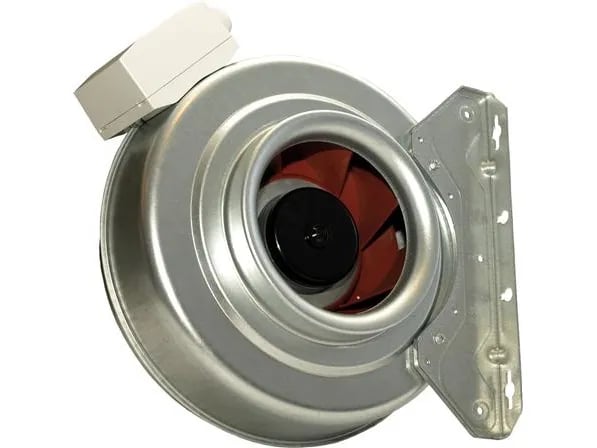 SYSTEMAIR Kanalventilator K100 EC Sileo med potentiometer (0-10V). Luftmængde max. 321 m³/h el. 250 m³/h ved 200 Pa, 1x230V, 50-60 Hz, 83 W.