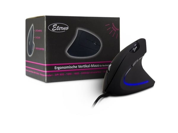 Inter-Tech Eterno KM-206WR - Vertikal - vertikal mus - ergonomisk - høyrehendt - optisk - 6 knapper - kablet - USB 2.0 - løsvekt