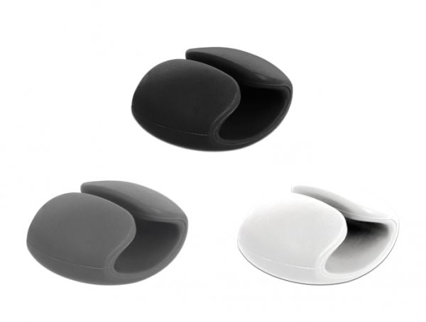 Delock Cable Holder Clip Set - Cable holder clip kit - grå, svart, vit