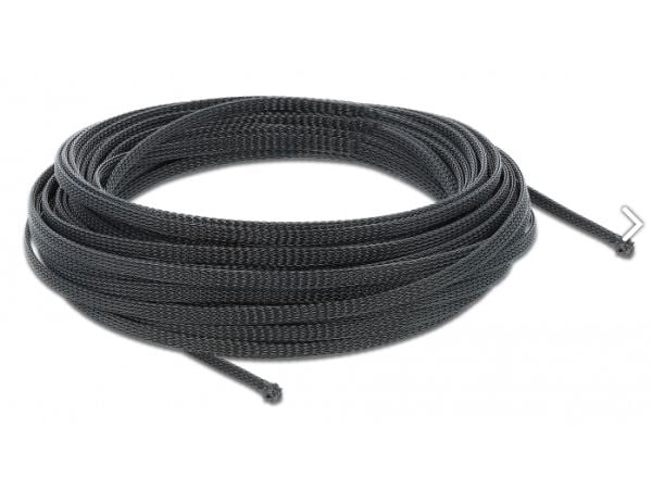 Delock Stretchable - Utvidgningsbart inflätat kabelfodral - 10 m - svart