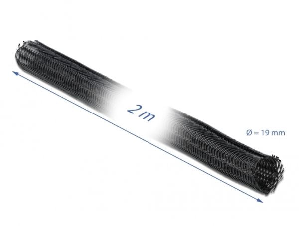 Delock Braided Sleeving self-closing - Flätad ärm - 2 m - svart