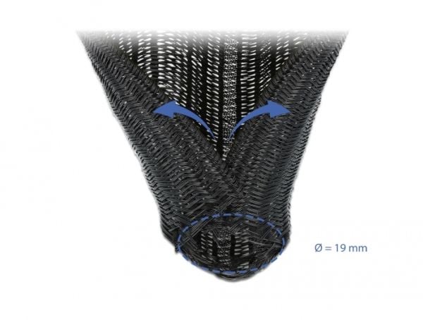 Delock Braided Sleeving self-closing - Flätad ärm - 2 m - svart