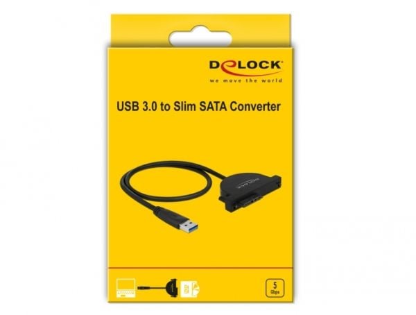 Delock USB 3.0 til Slim SATA Converter - Lagringskontroll - SATA 6Gb/s - USB 3.0 - svart