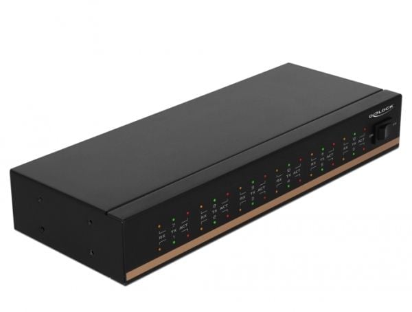 Delock USB 2.0 to 12 Port Serial RS-232 Hub with surge protection and extended temperature range - Seriell adapter - USB 2.0 - RS-232 x 12 - svart