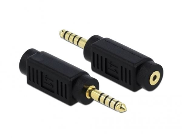 Delock - Audiokopling - balansert stereo 4,4 mm hann til 4-pols mikrojakk hunn - svart