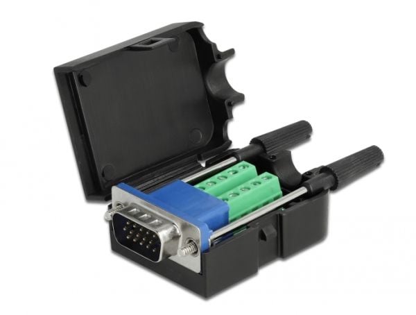 Delock - VGA-adapter - 15 pin D-Sub (DB-15) (hann) til 10-pins terminalblokk - tommelskruer