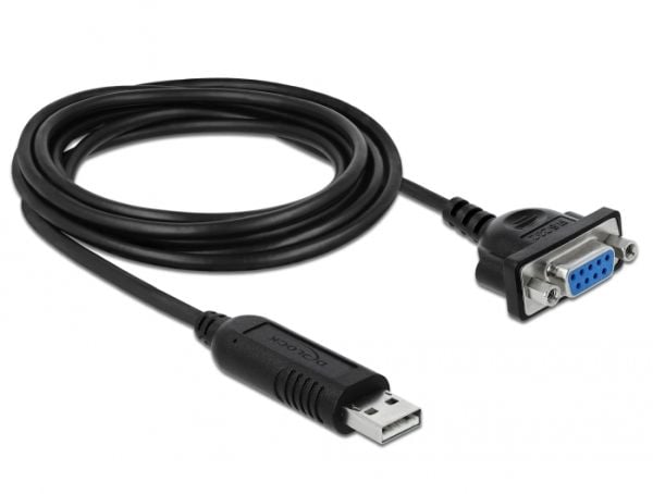 DeLOCK 66281, 1,8 m, RS-232, USB A-tyyppi, Naaras, Uros, Suora