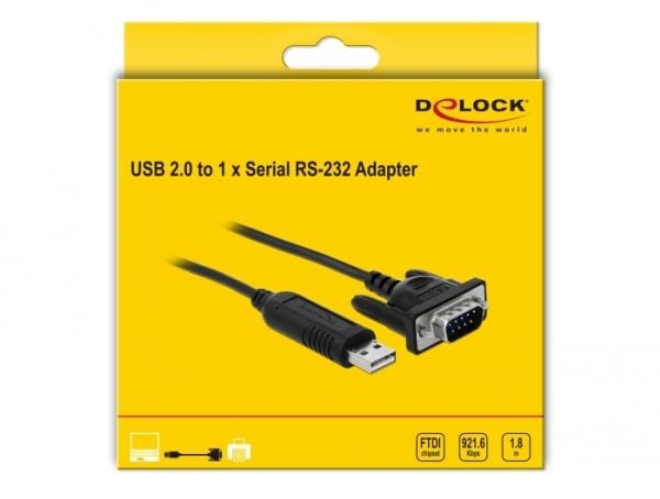 Delock - Seriell kabel - USB (hann) til DB-9 (hann) - 1.8 m - svart