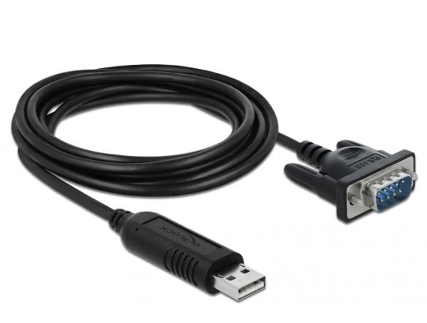 Delock - Seriell kabel - USB (hann) til DB-9 (hann) - 1.8 m - tommelskruer - svart