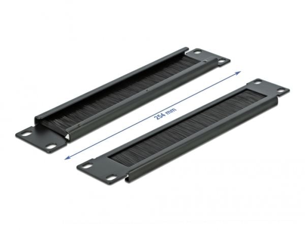 Delock Cable Management Brush Strip - Rackbørstestripe - svart - 1U - 10"