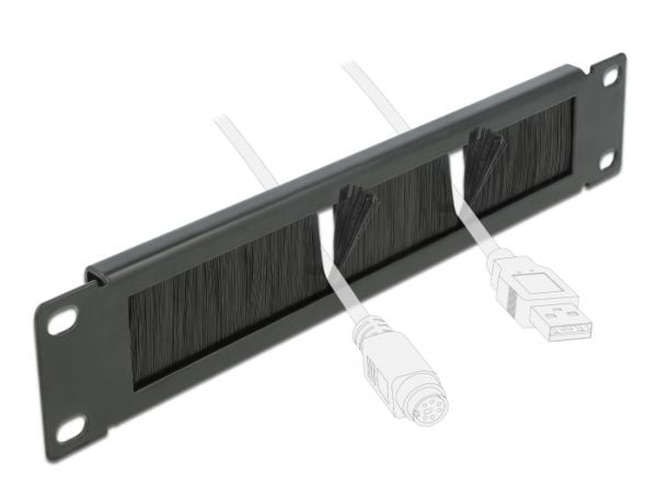 Delock Cable Management Brush Strip - Rackbørstestripe - svart - 1U - 10"