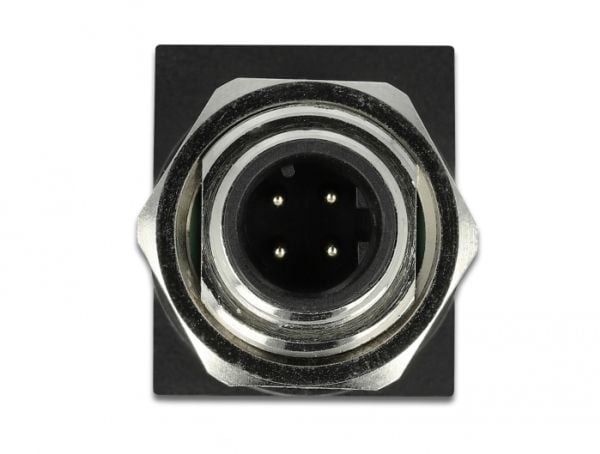Delock - Nettverksadapter - 4-pins M12 (hann) rett til RJ-45 (hunn) vinklet - CAT 5e - svart