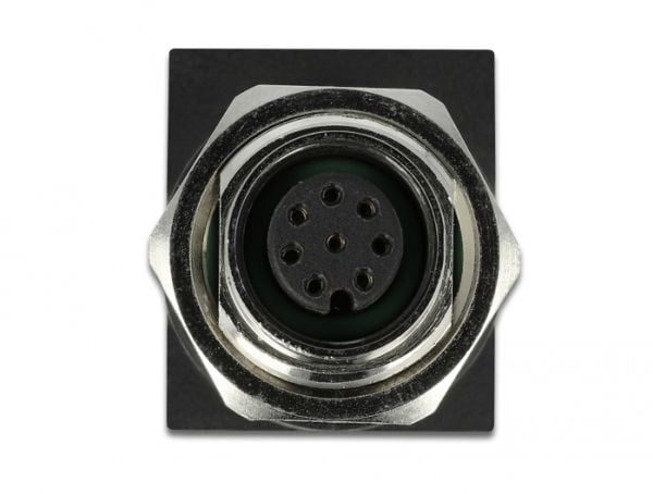 Delock - Nettverksadapter - 8-pins M12 (hunn) rett til RJ-45 (hunn) vinklet - CAT 6a - svart