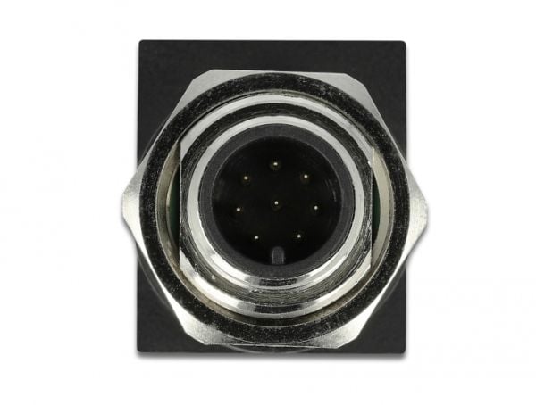 Delock - Nettverksadapter - 8-pins M12 (hann) rett til RJ-45 (hunn) vinklet - CAT 6a - svart