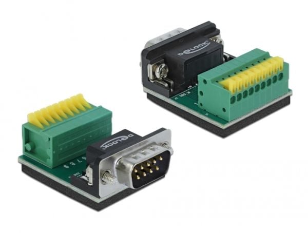 Delock - Seriell adapter - DB-9 (hann) til 9-pins terminalblokk - tommelskruer, trykknapp