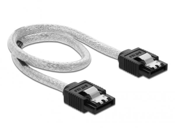 Delock - SATA-kabel - Serial ATA 150/300/600 - SATA (R) til SATA (R) - 30 cm - gjennomsiktig