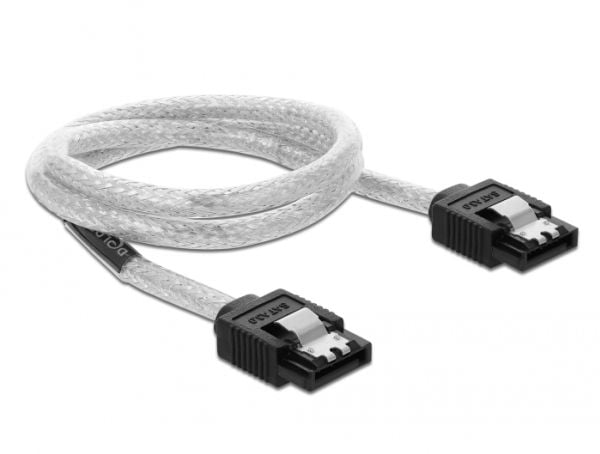 Delock - SATA-kabel - Serial ATA 150/300/600 - SATA (R) til SATA (R) - 50 cm - gjennomsiktig