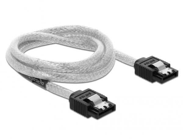Delock - SATA-kabel - Serial ATA 150/300/600 - SATA (R) til SATA (R) - 70 cm - gjennomsiktig