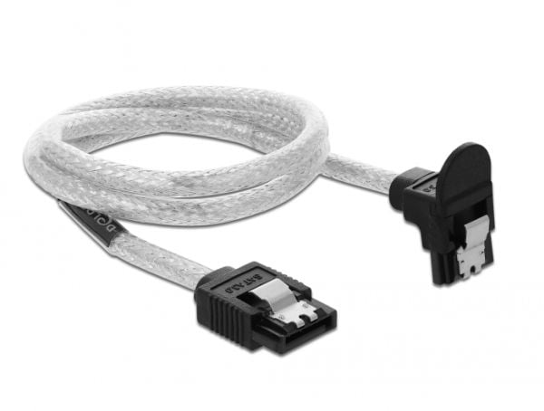 Delock - SATA-kabel - Serial ATA 150/300/600 - SATA (R) rett til SATA (R) vinklet nedover - 50 cm - gjennomsiktig