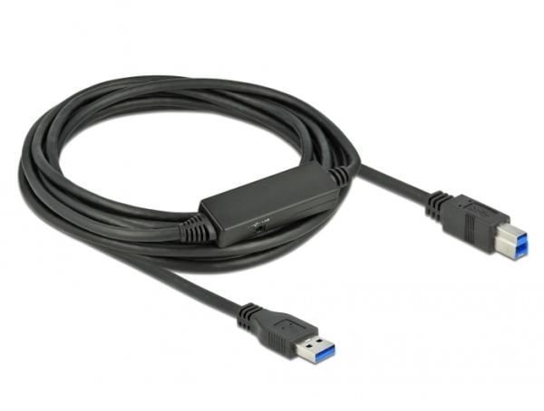 Delock - USB-kabel - USB-type A (hann) til USB Type B (hann) - USB 3.2 Gen 1 - 5 m - aktiv - svart