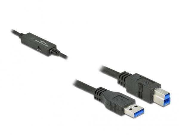 Delock - USB-kabel - USB-type A (hann) til USB Type B (hann) - USB 3.2 Gen 1 - 5 m - aktiv - svart