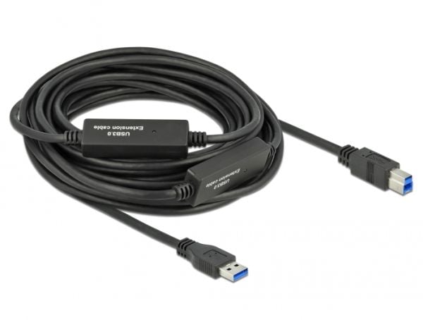 Delock - USB-kabel - USB-type A (hann) til USB Type B (hann) - USB 3.2 Gen 1 - 10 m - aktiv - svart
