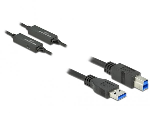 Delock - USB-kabel - USB-type A (hann) til USB Type B (hann) - USB 3.2 Gen 1 - 10 m - aktiv - svart