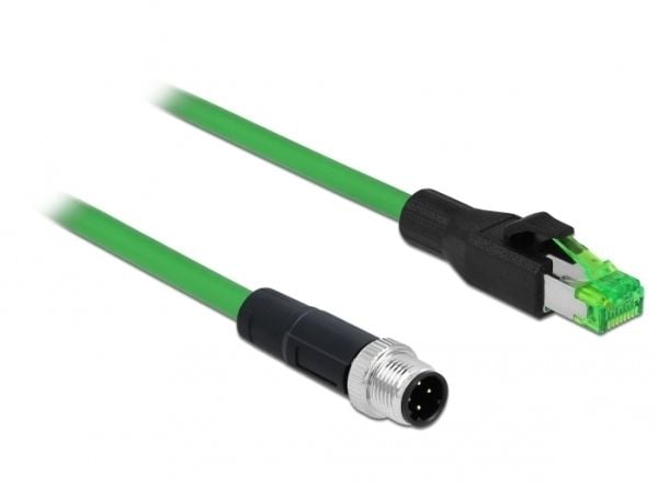 Delock - Nettverkskabel - 4-pins M12 (hann) til RJ-45 (hann) - 2 m - trippel beskyttelse - grønn