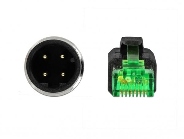 Delock - Nettverkskabel - 4-pins M12 (hann) til RJ-45 (hann) - 2 m - trippel beskyttelse - grønn