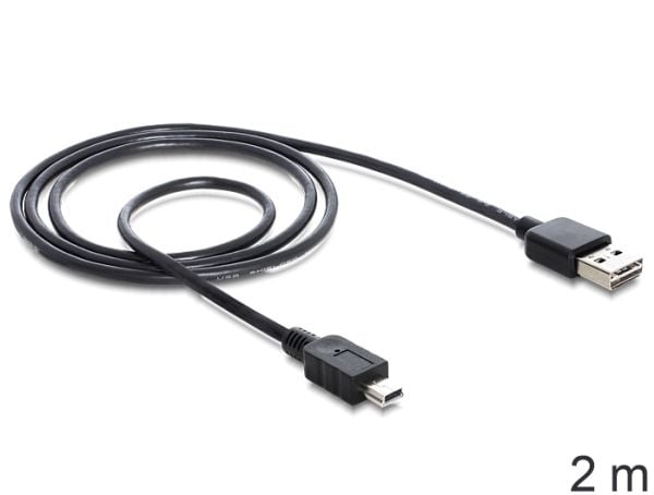 Delock Easy - USB-kabel - USB (hann) reversibel til mini-USB type B (hann) - USB 2.0 - 2 m - svart