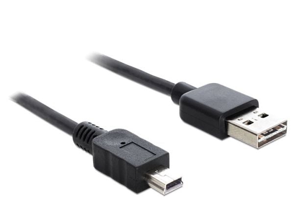 Delock Easy - USB-kabel - USB (hann) reversibel til mini-USB type B (hann) - USB 2.0 - 2 m - svart