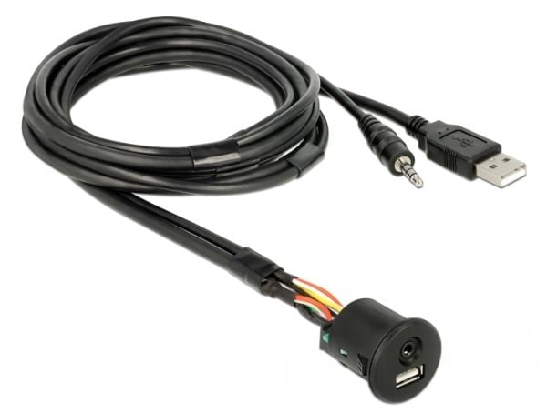 Delock - USB/audiojatkojohto - USB, ministic (uros) - USB, ministic (naaras) - 1,5 m - musta