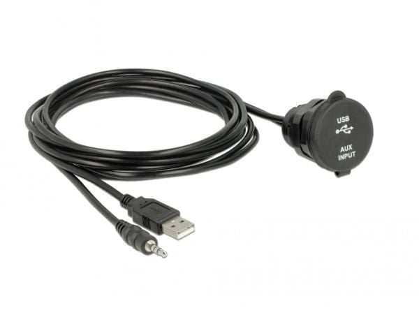 Delock - USB / audio extension cable - USB, minijakk (hann) til USB, minijakk (hunn) - 2 m - svart