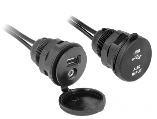Delock - USB / audio extension cable - USB, minijakk (hann) til USB, minijakk (hunn) - 2 m - svart