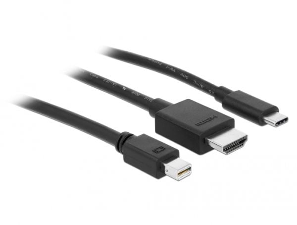 DeLOCK 85830, HDMI-tyyppi A (vakio), HDMI + Mini DisplayPort + USB Type-C, Uros, Uros, Suora, Suora