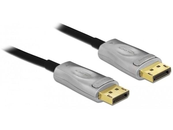 Delock - DisplayPort-kabel - DisplayPort (hann) til DisplayPort (hann) - DisplayPort 1.4 - 30 m - aktiv, støtte for 8K UHD (7680 x 4320), gullglimt...