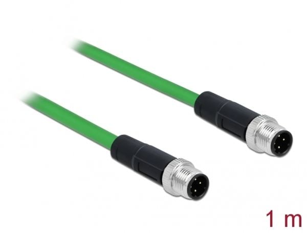 Delock - Nettverkskabel - 4-pins M12 (hann) til 4-pins M12 (hann) - 1 m - SF/FTP - halogenfri - grønn