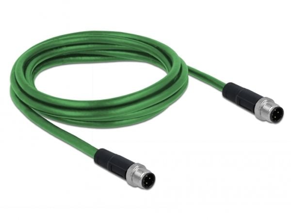 Delock - Verkkokaapeli - 4-nastainen M12 (uros) 4-nastaiseen M12 (uros) - 2 m - SF/FTP - halogeeniton - vihreä