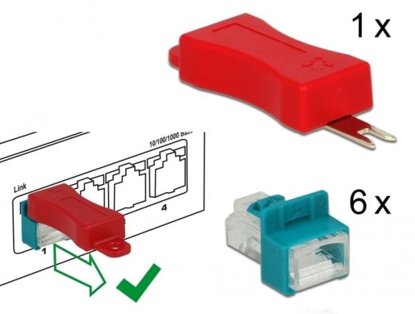 Delock - Säkerhetslåsset för LAN-kabel (paket om 6)