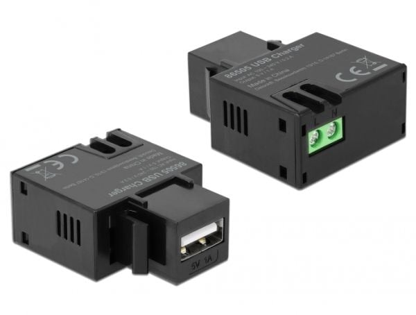 Delock Keystone-moduuli - modulaarinen sisäkkäin - USB-lataus - musta