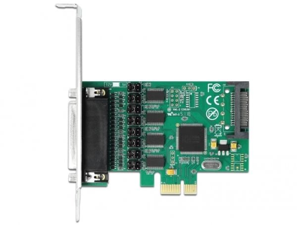 Delock PCI Express Card to 4 x Serial RS-232 with voltage supply - Seriell adapter - PCI Express x1 lav profil - RS-232 x 4 - grønn