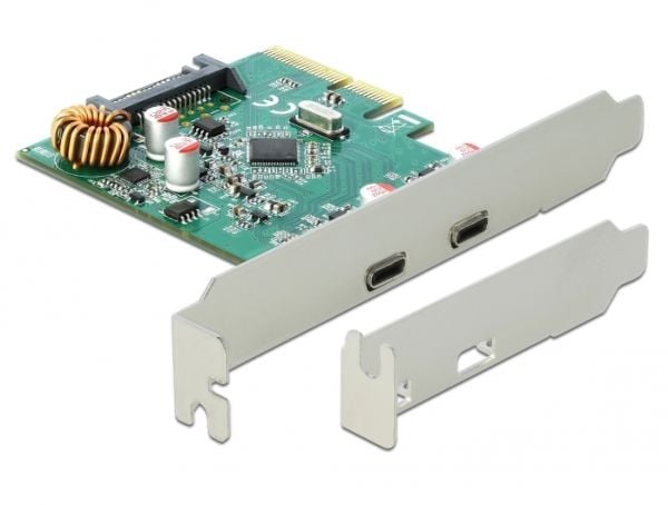 Delock PCI Express x4 Card to 2 x external SuperSpeed USB 10 Gbps (USB 3.1 Gen 2) USB Type-C female - USB-adapter - PCIe 3.0 x4 lav profil - USB-C ...